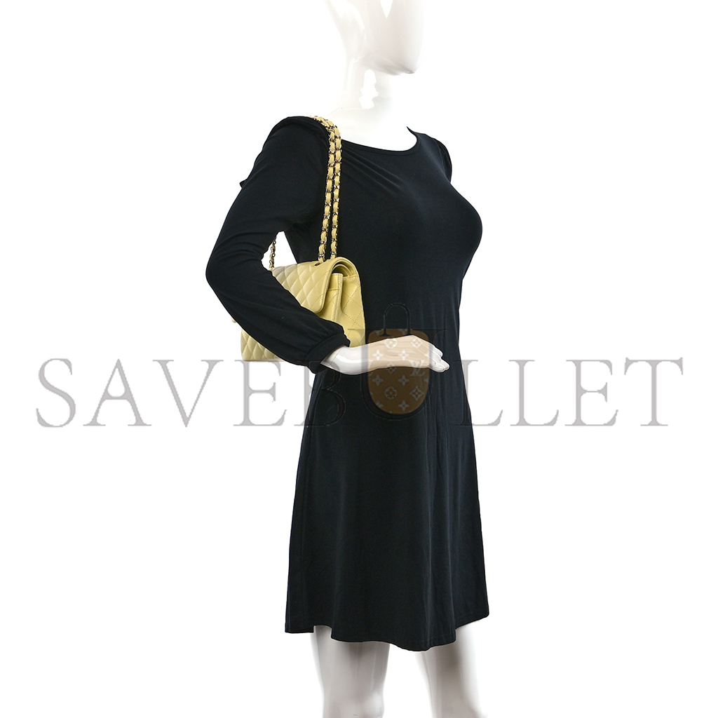 Ch*el caviar quilted small double cover yellow (23*14.5*6cm)